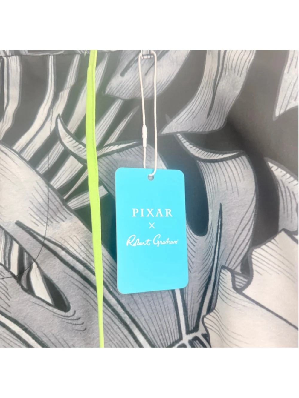 Men's Robert Graham Pixar Swim Trunks XL Black White Tropical Print